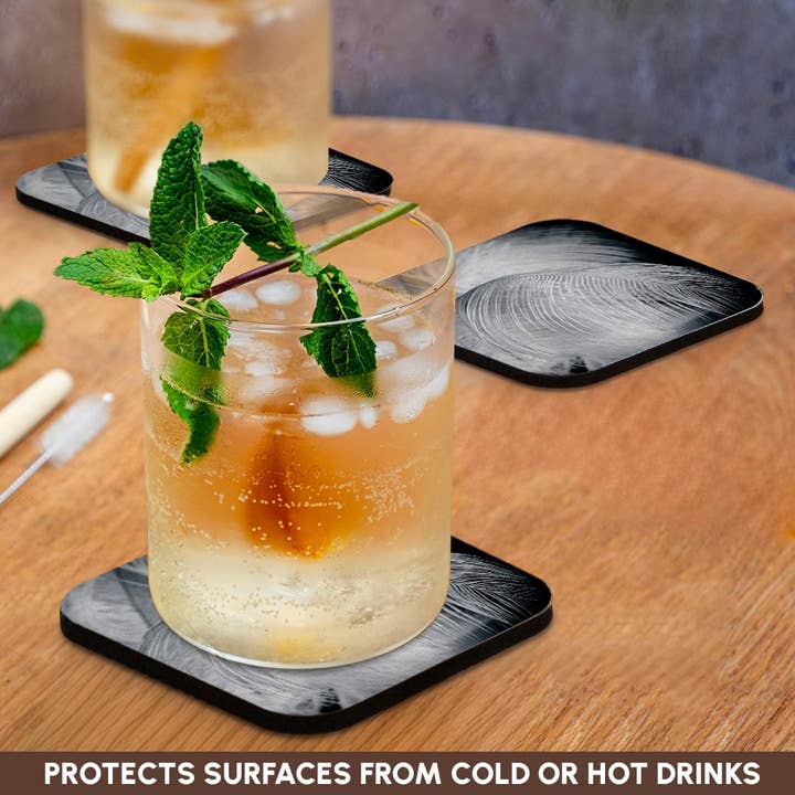 3dRose - Wholesale Coasters - 3dRose, Ostrich feathers in black and white, Coaster9