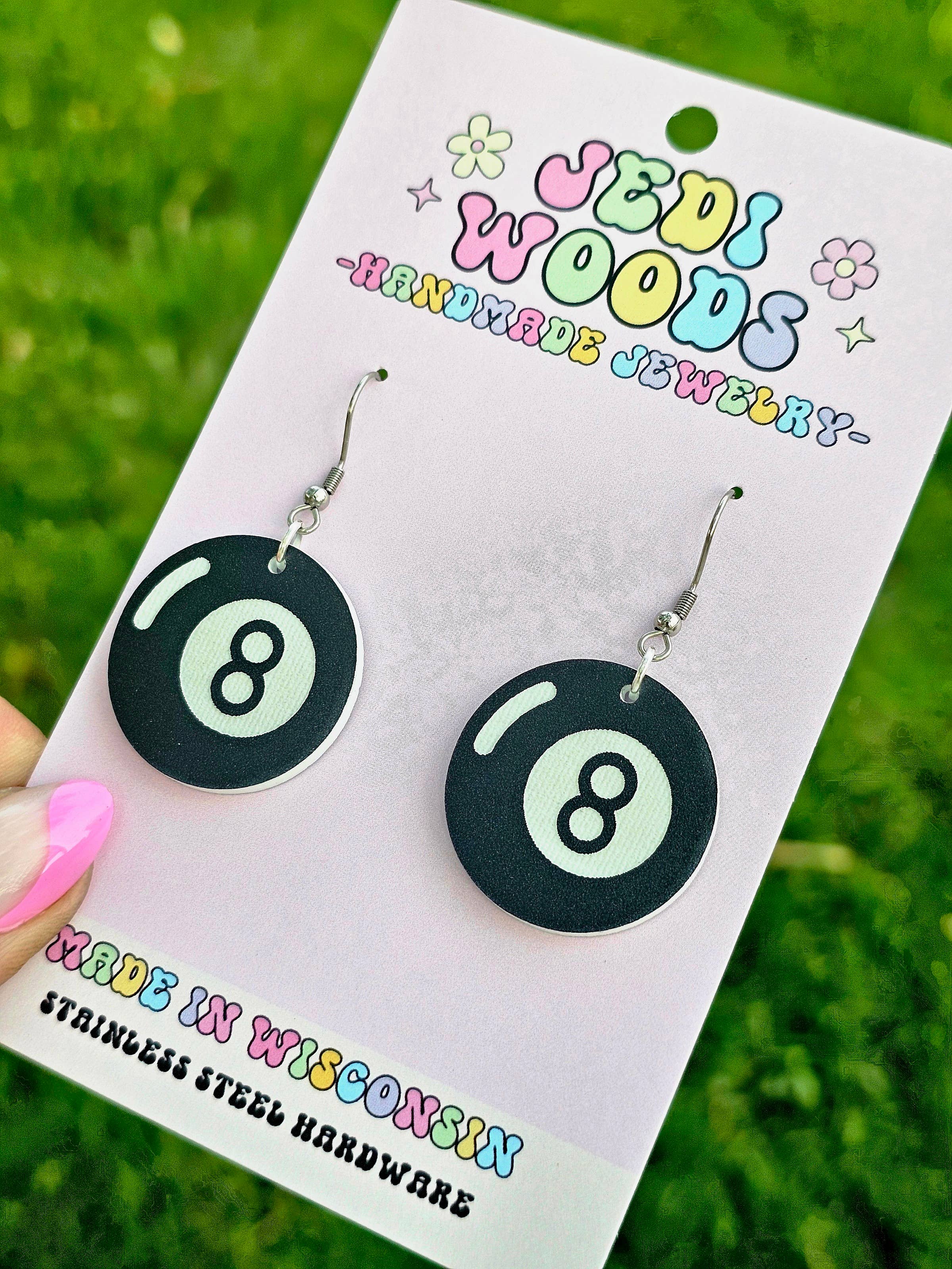 Jedi Woods LLC - Wholesale Dangle Earrings - Magic 8 Ball / Billards Ball Earrings4