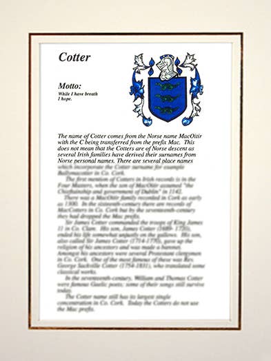 Cotter for wholesale by Family Histories