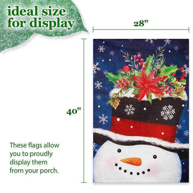 G128 - Wholesale Flag - G128 House Flag Christmas Decoration Snowman with Festive Evergreen Top Hat 28"x40"3