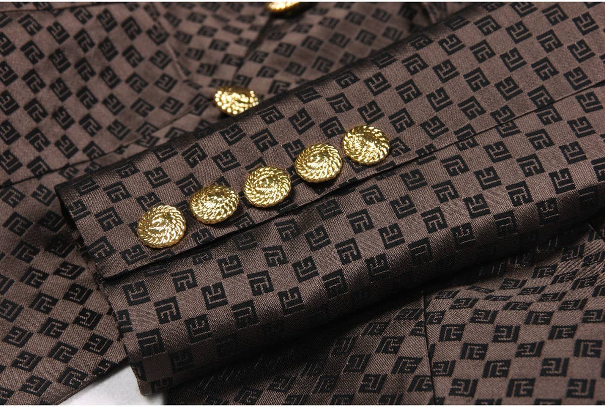 Marron Blazer brodé jacquard femme BL080 en vente sur Faire20