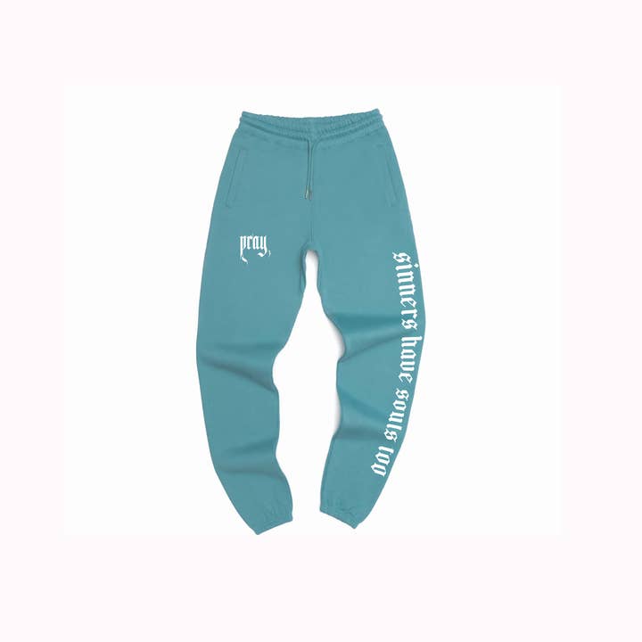 Sinners Have Soul Too Joggers Aqua for wholesale by Prayz