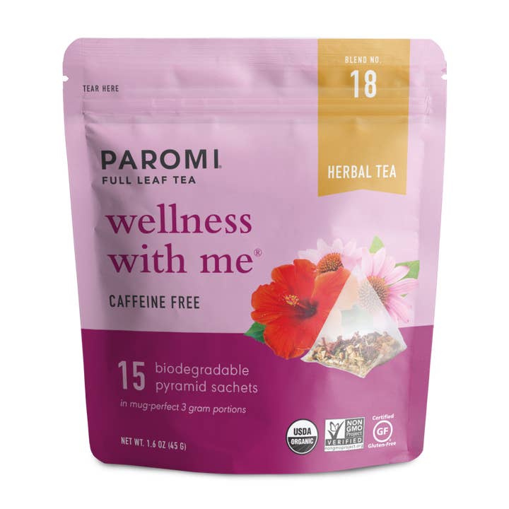 Paromi Organic Herbal Tea, Wellness with Me, Caffeine Free for wholesale by Paromi Tea