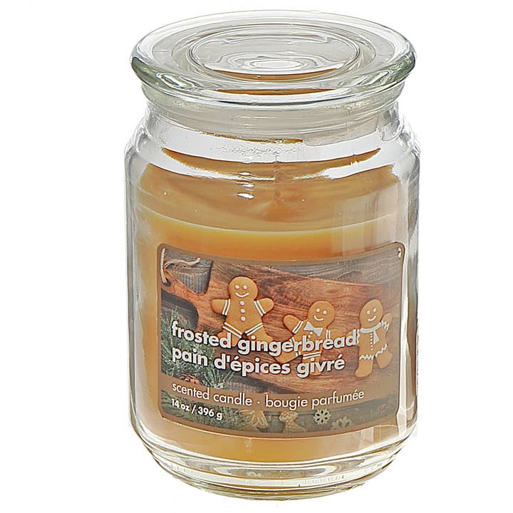18 OZ SCENTED JAR CANDLE (FROSTED GINGERBREAD) for wholesale by IH Casa Decor