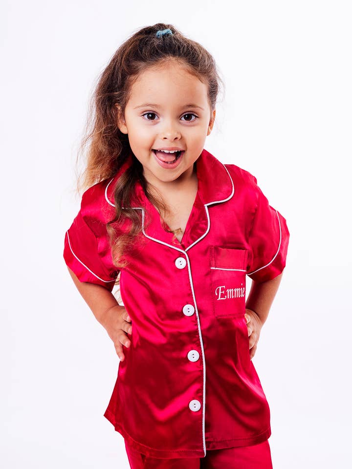 Sisters G Kids - Wholesale Sleepwear Set - Kids - Kids Satin Pajamas Shorts + Short Sleeves36