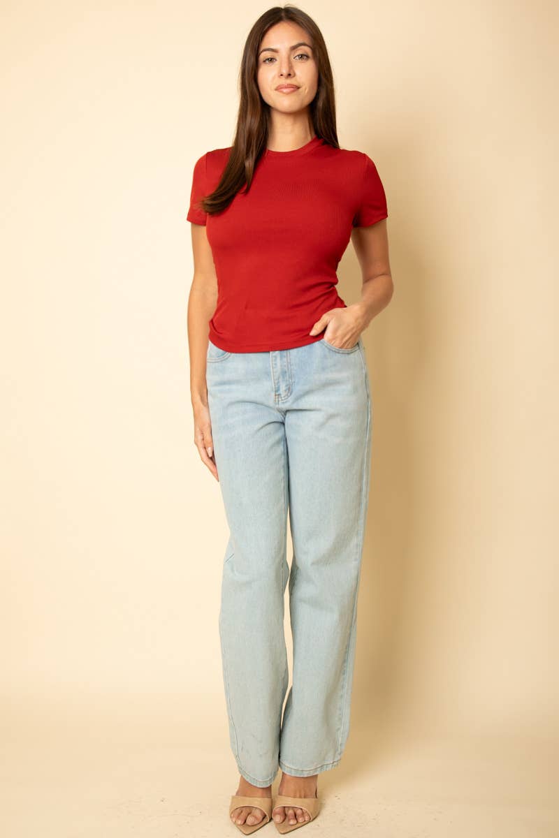 CAPELLA APPAREL - Wholesale Knit Top - Women's - Ribbed Round Neck Short Sleeve Top11