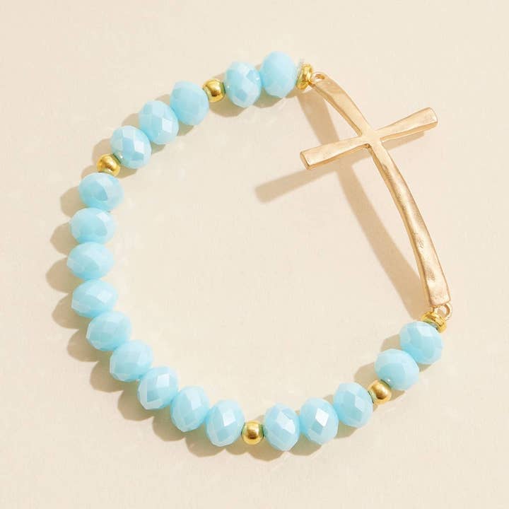 Frem - Vente Bracelet de perles - Bracelet en perles de verre à breloques en forme de croix