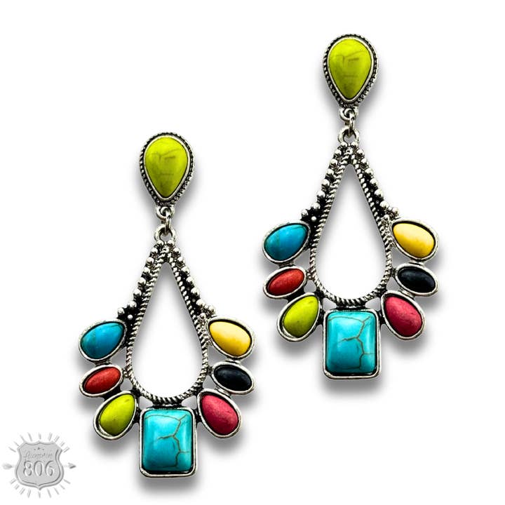 Decorative stone chandelier earring for wholesale by Pink Panache Brands