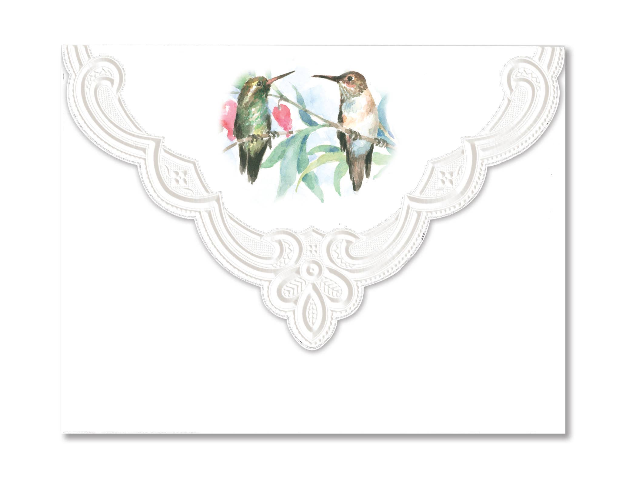 Carol Wilson Fine Arts Inc./For Arts Sake - Wholesale Stationery/Notecard Set - Hummingbird Embossed, Die-Cut Boxed Portfolio Note Card Set NCP25083