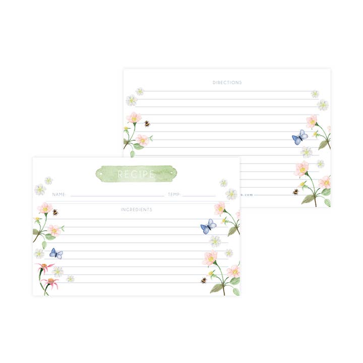 Wildflower Recipe Cards - Set of 8 for wholesale by Rebecca Green Design