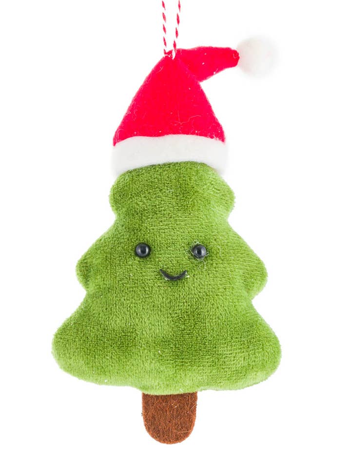 NEW-Green Lil' Tree Ornament With Santa Hat for wholesale by Starlight Collection