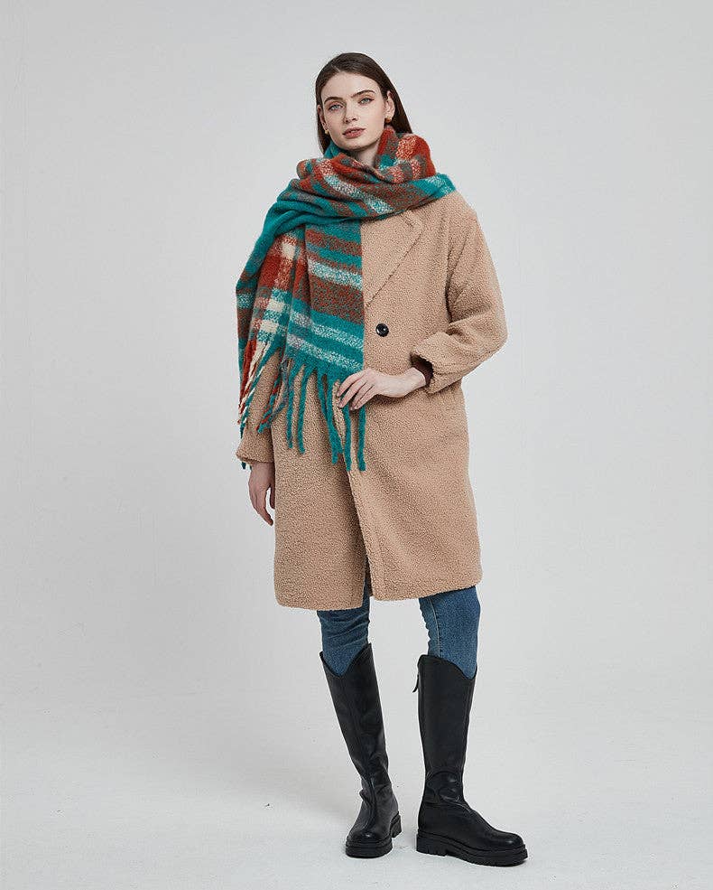 Dipped Shop - Wholesale Scarf - Women's - Tassel Plaid Vintage Scarves DPKS121815