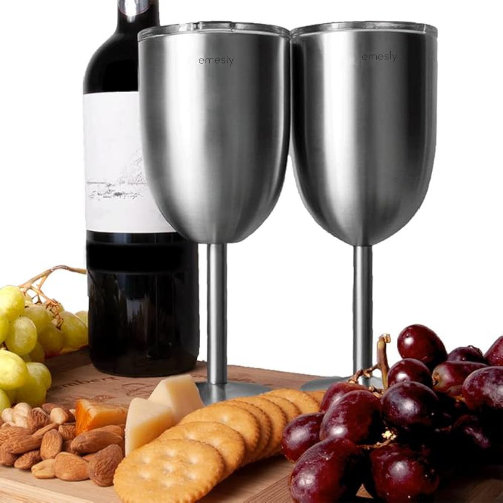 EMESLY - Wholesale Wine Glass - EMESLY 12oz Insulated Wine Goblets (Set of 2)4