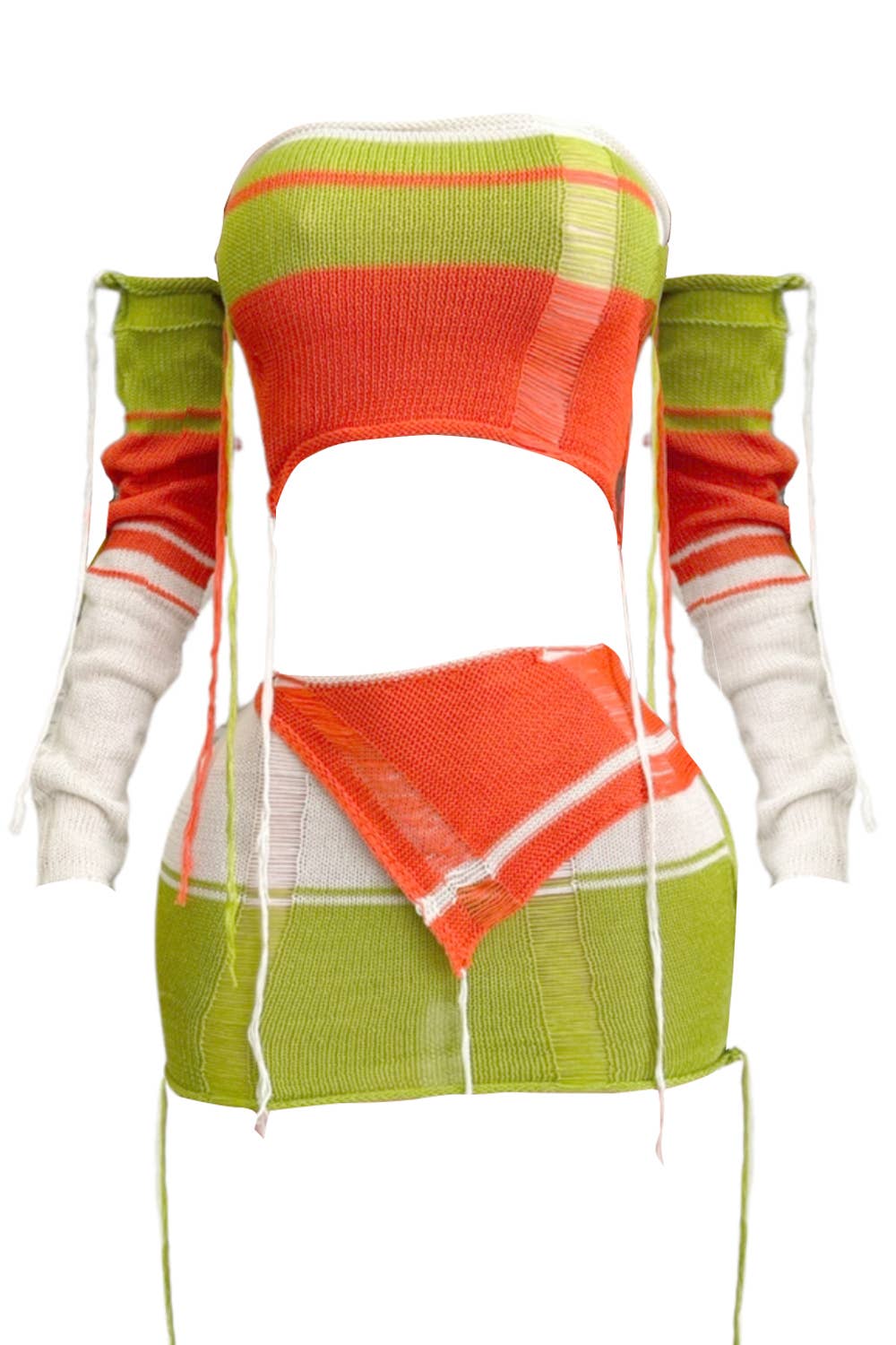 NEWGENS – wholesale Activewear set – Women′s – NC2017A Colorblock Distressed Knit Two-Piece Set0