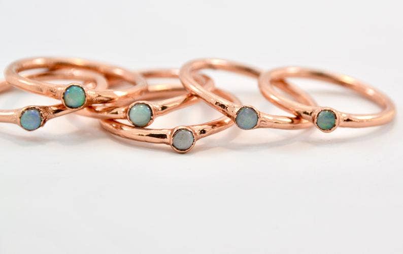 Daddy Daughter Jewelry – Anel de pedra única/solitário por atacado – Anel de opala | Anel de opala delicado | Pedra crua de opala | Anel mínimo2