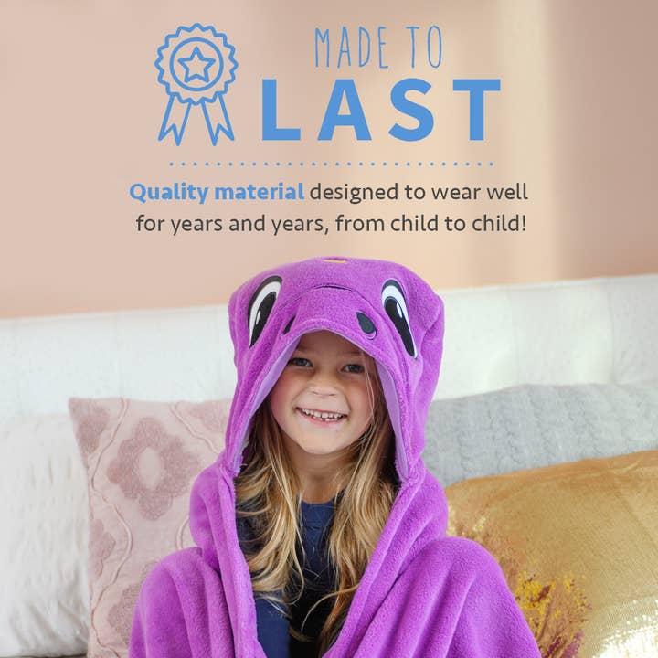 Canoogles - Wholesale Bedding Blanket - Kids & Baby - Purple Dino Kids Hooded Blanket