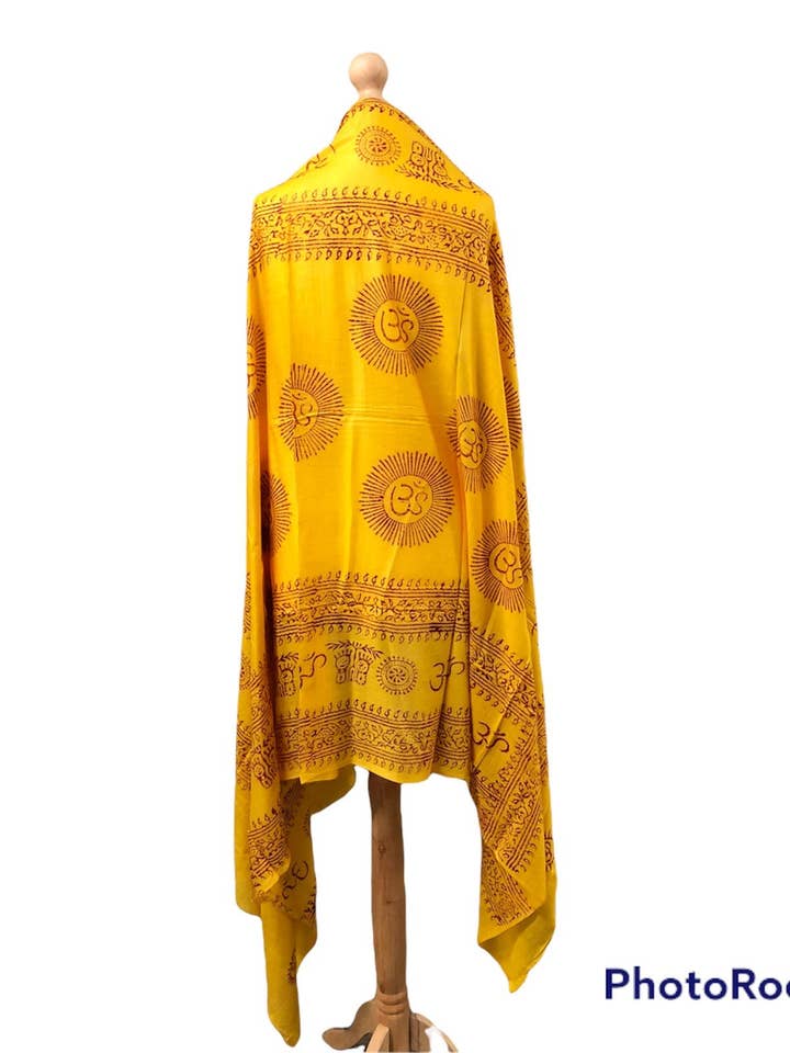 Om Print Cotton Prayer Yoga Meditation Shawl Unisex for wholesale by Funky Yak Ltd