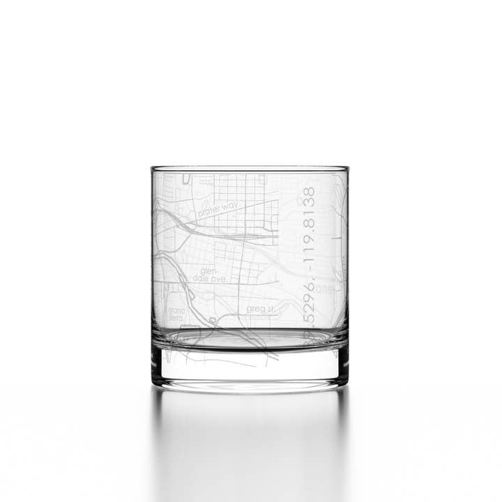Well Told - Wholesale Cocktail/Liquor Glass - Reno NV Map Rocks Whiskey Glass