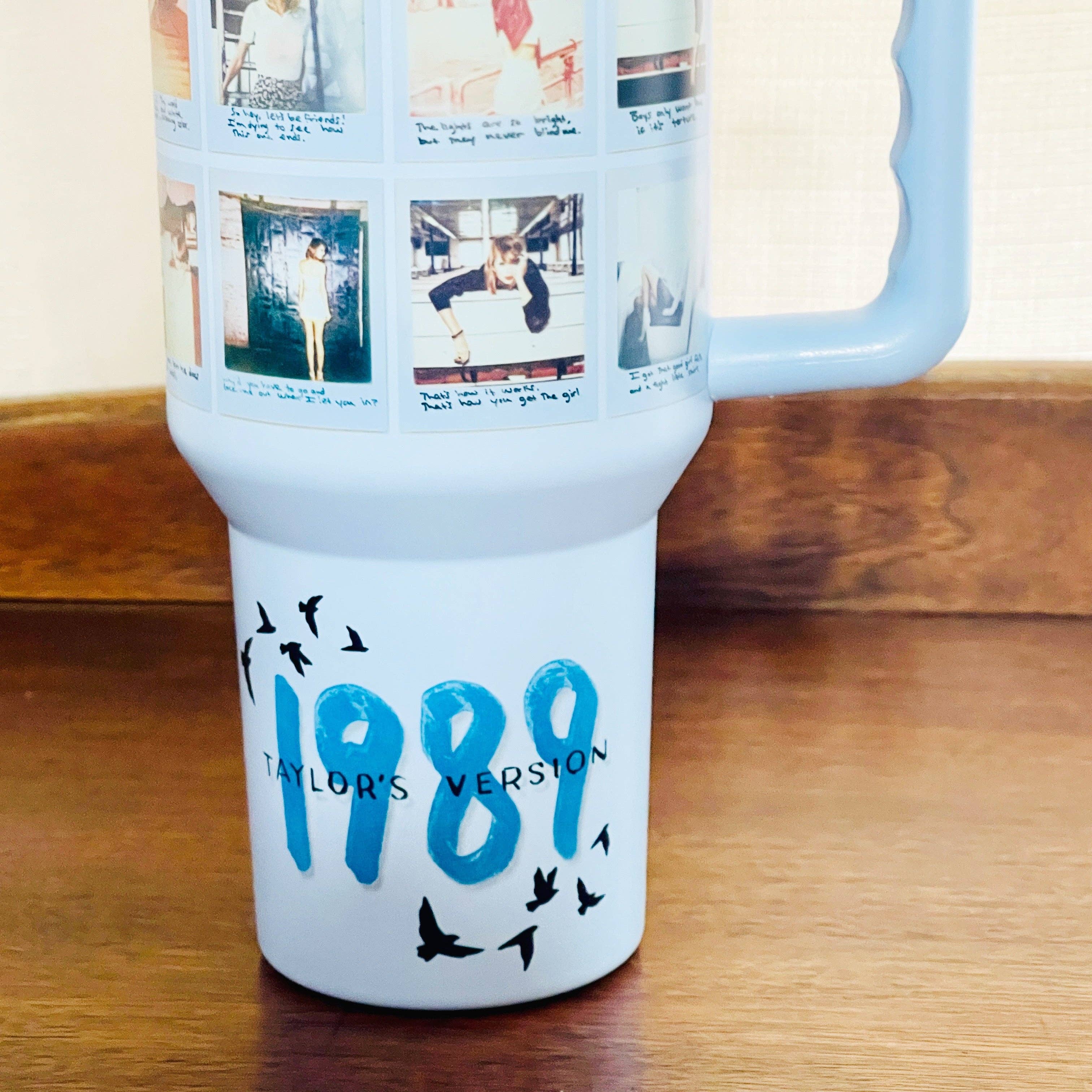 Sonny Rising - Wholesale Insulated Mug/Tumbler - 40oz Tumbler with Lid and Straw, 1989 Polaroids on Blue4