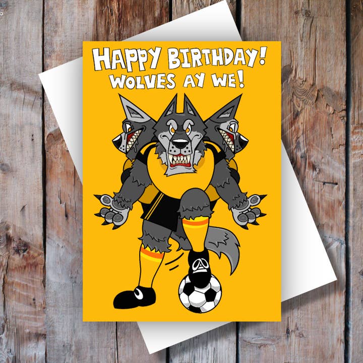 Loups Ay Nous ! Carte d'anniversaire pour la vente par Black Country Cards