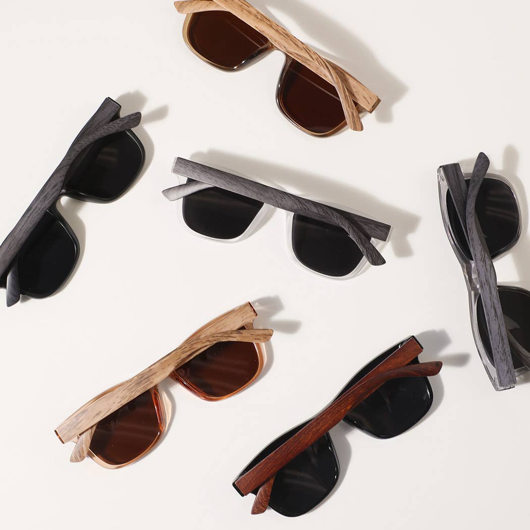  ASSORTED COLOR Square Shape Frame Wood Legs Fashion Sunglasses for wholesale on Faire3
