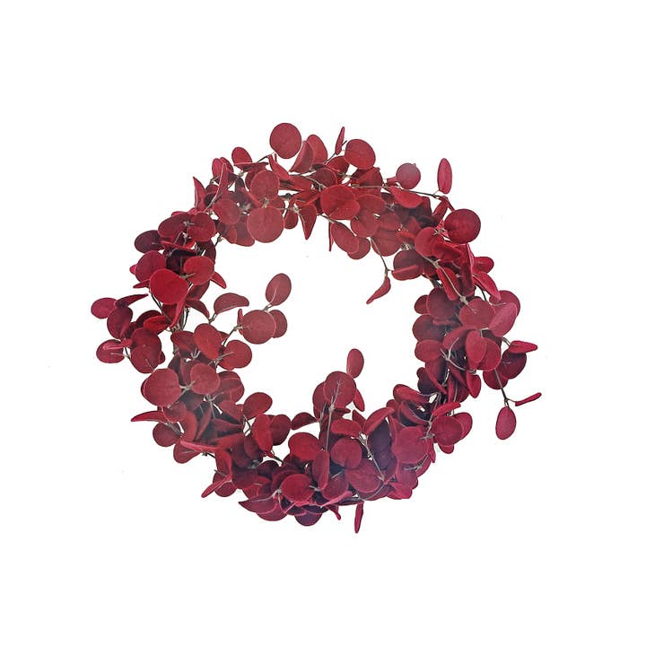 BURGUNDY FELT EUCALYPTUS WREATH for wholesale by IH Casa Decor