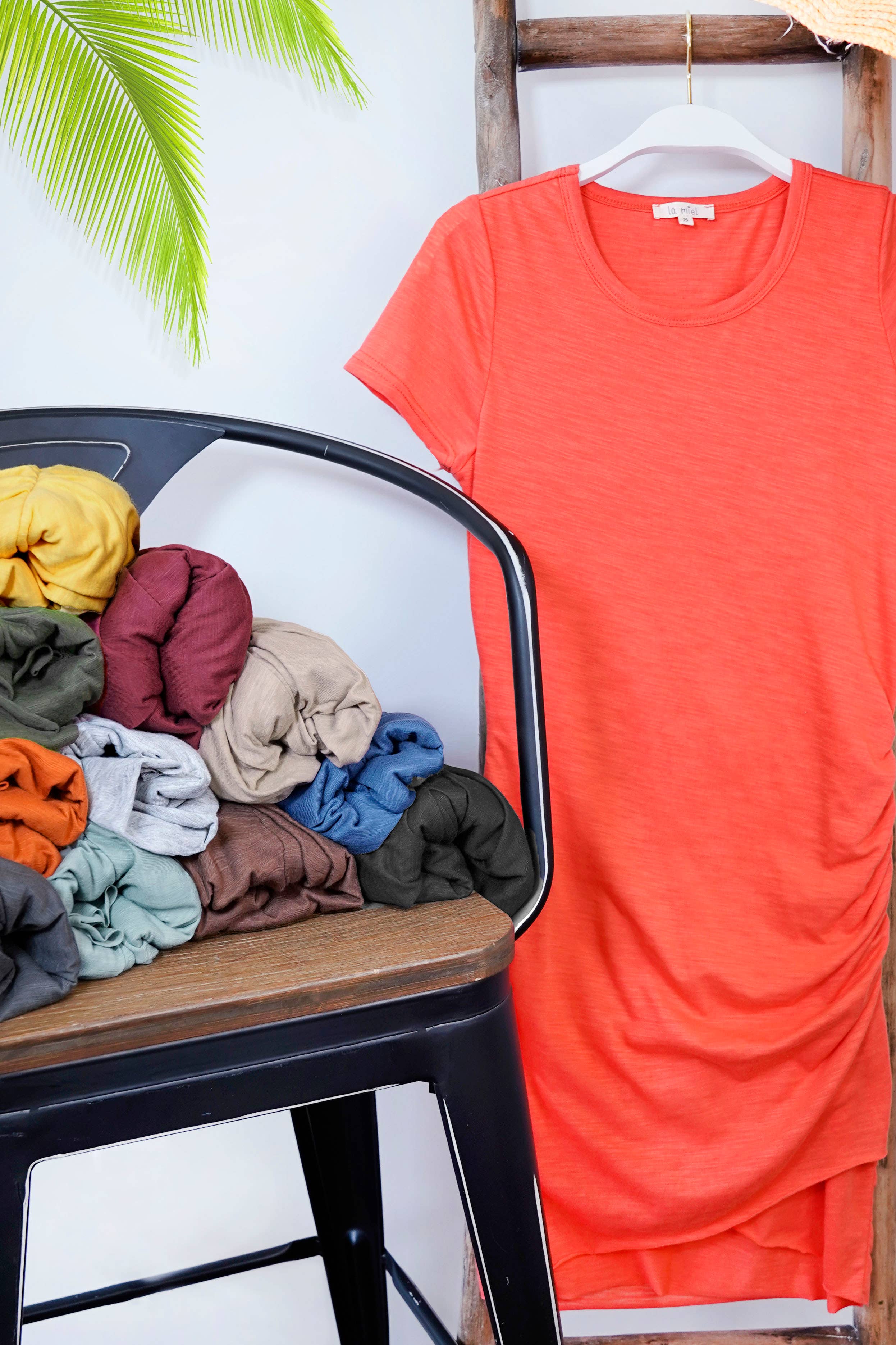 La Miel - Vendita all'ingrosso Vestito - Donna - MLD5010-Mini Abito Leggero A Maniche Corte Con Dettagli Increspati26