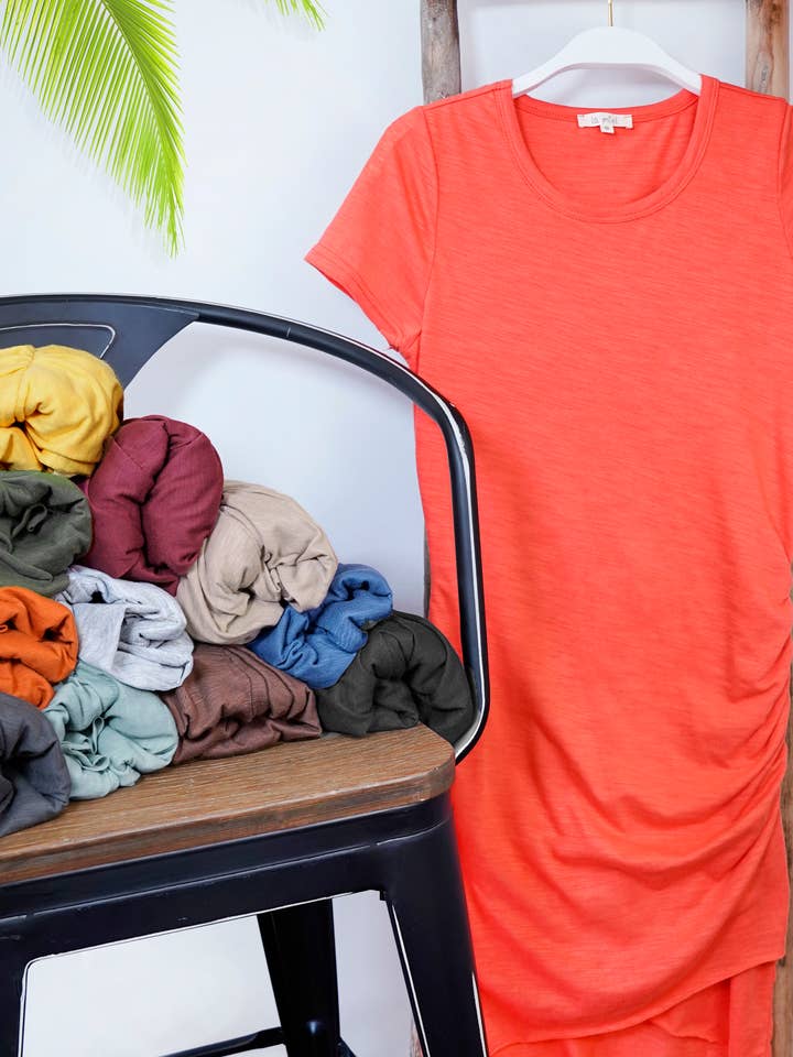 La Miel - Vendita all'ingrosso Vestito - Donna - MLD5010-Mini Abito Leggero A Maniche Corte Con Dettagli Increspati26