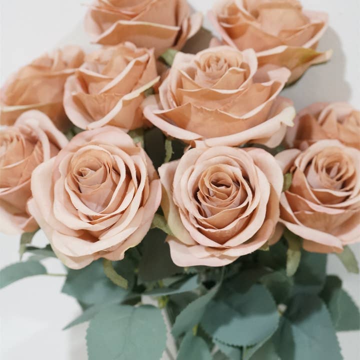 Sweet Home Deco - Wholesale Artificial Flowers - Princess Diana Rose Silk Artificial Flower Bunch, 10 Heads