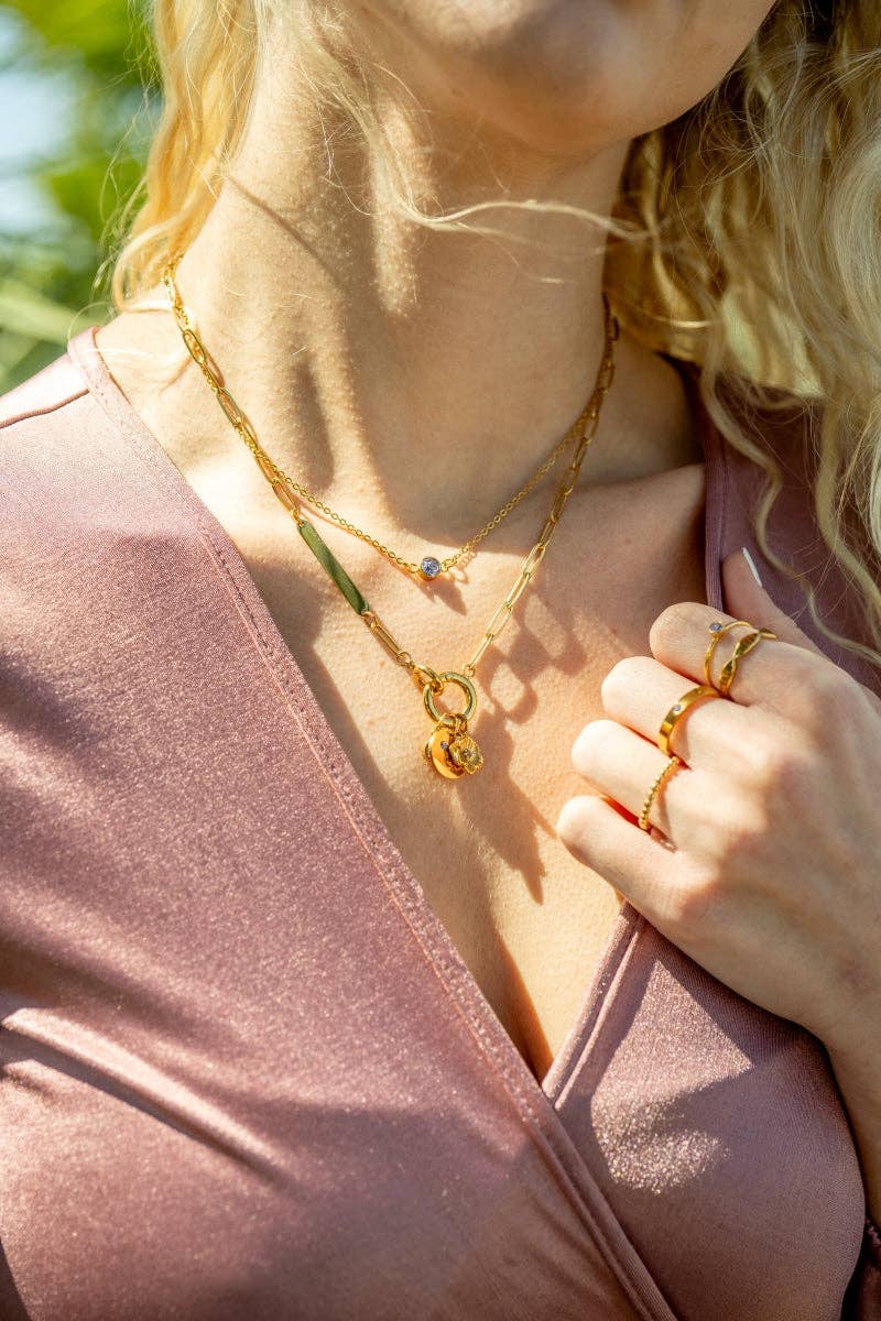 WJW - Wholesale Pendant/Charm Necklace - 18K Gold PVD Engravable Paperclip Charm Holder Necklace7