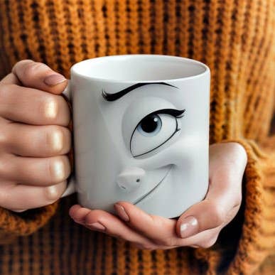SubliMasterUK – wholesale Coffee mug – Winking Cartoon Face 3D Mug3