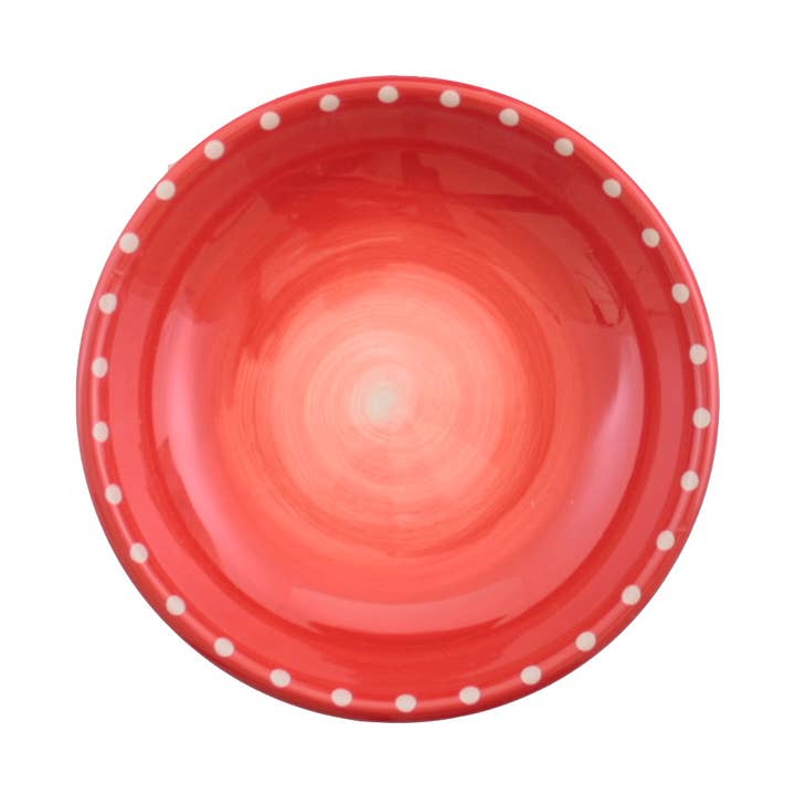 Large Round Bowl - Red with Dots - DISCONTINUED for wholesale by Out of the Woods of Oregon