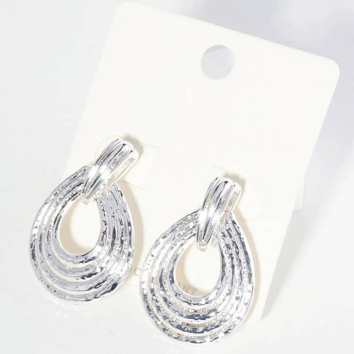 Wild Honey - Wholesale Dangle Earrings - Textured Metal Teardrop Post Earrings4