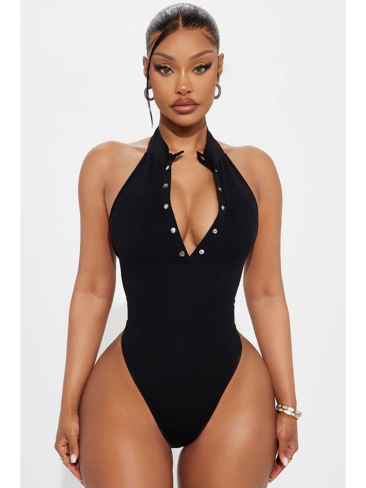 5besties inc - Wholesale One Piece Swimsuit - Women's - HIGH NECK BUTTON UP BODYSUIT1