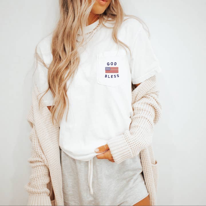 God Bless the USA 4th of July Classic Tee - Real Pocket Tee for wholesale by SBG Co.