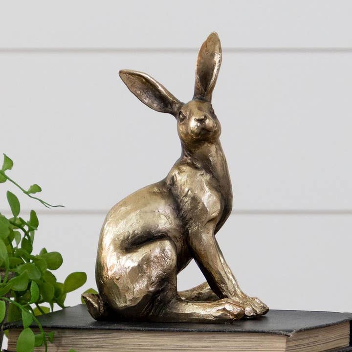 Lapin en ton laiton assis (Paquet/02) pour la vente par Audrey's Home & Gift