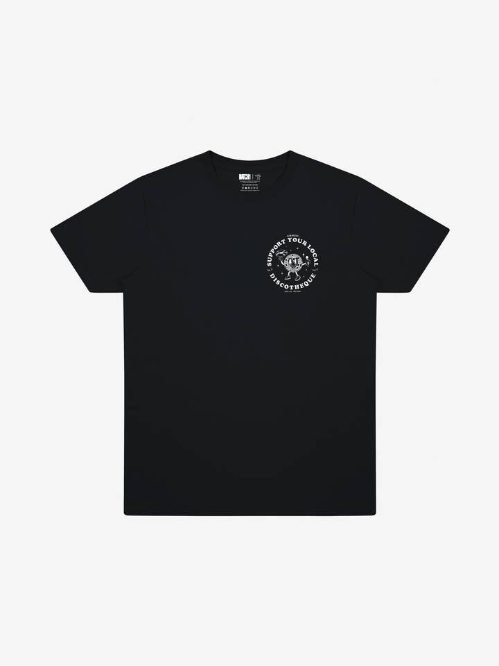 Soutenez votre discothèque locale T-shirt noir pour la vente par batch1