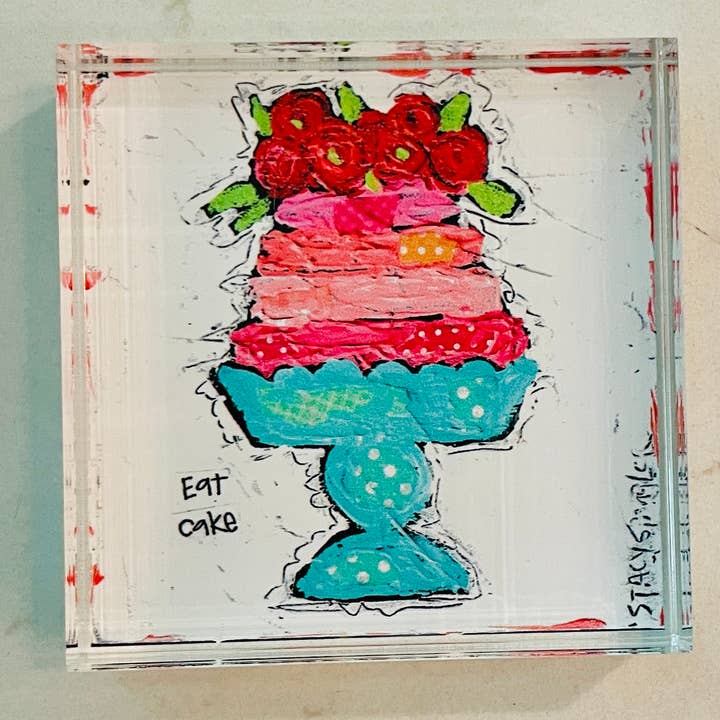 Eat Cake Blokkunst van acryl voor wholesale door Stacy Spangler Art