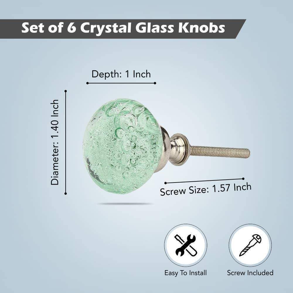 Perilla Home - Wholesale Deurkruk/knop - Set van zes lichtgroene bubbelglazen knoppen6