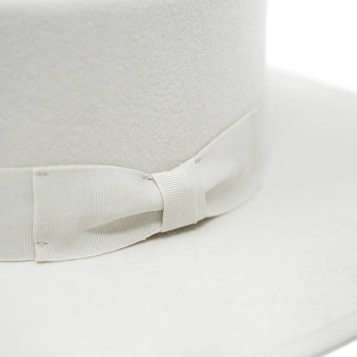 Olive & Pique - Wholesale Fedora - Unisex - VIDA - 100% Wool Felt Gambler Hat, Satin Lined, Unisex, Ivory