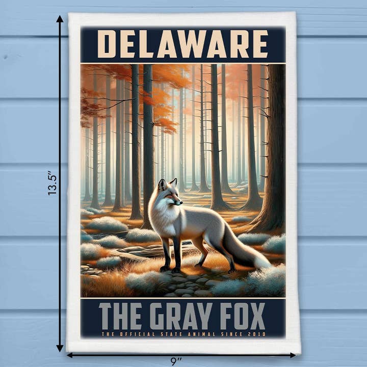 Torchon de cuisine Delaware State Animal Vintage Digital Art pour la vente par ADDLE iNK