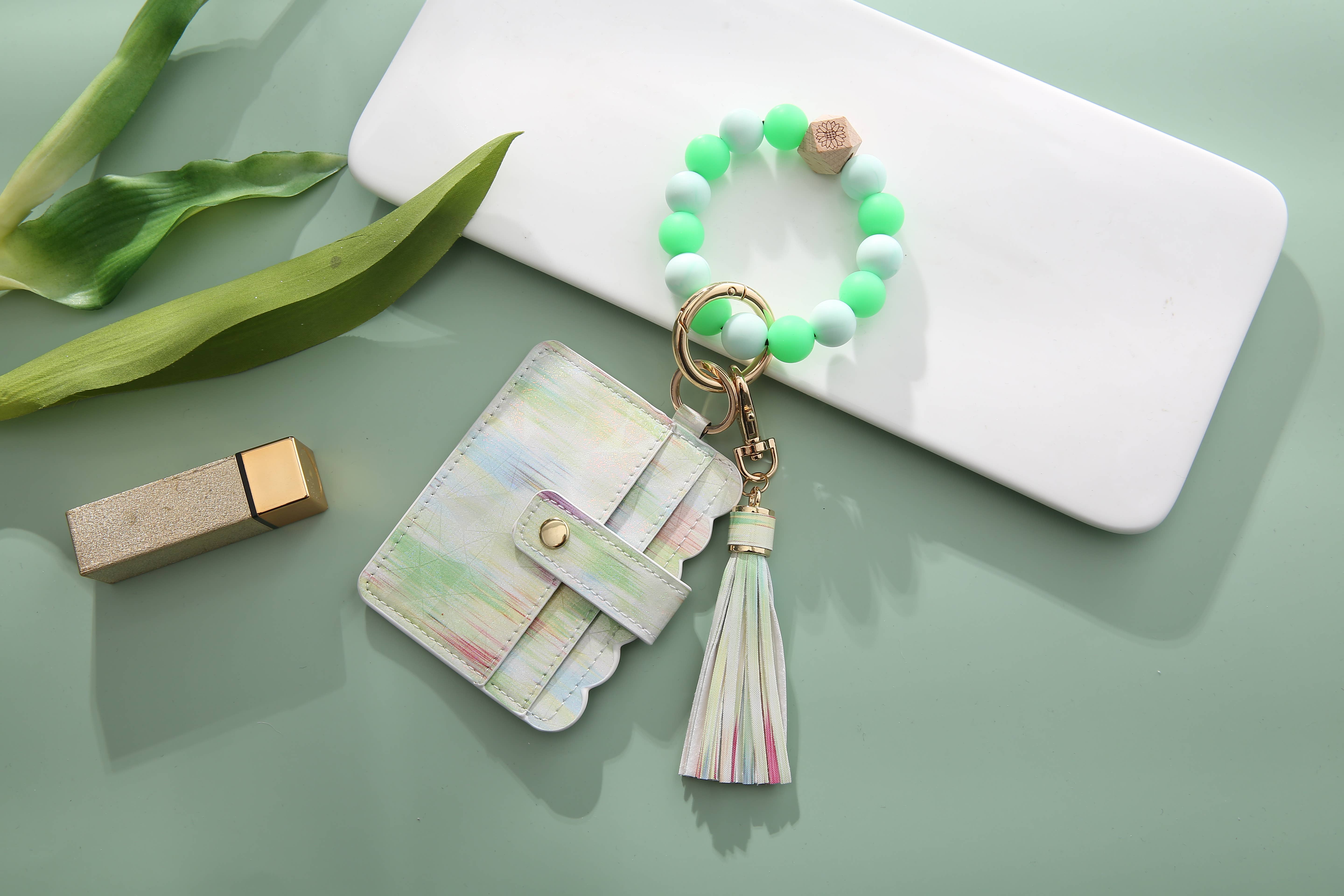 Gelb Silikon-Armband — glitzernder Schlüsselanhänger im Brieftaschenformat (Stern) für den Großhandel auf Faire8