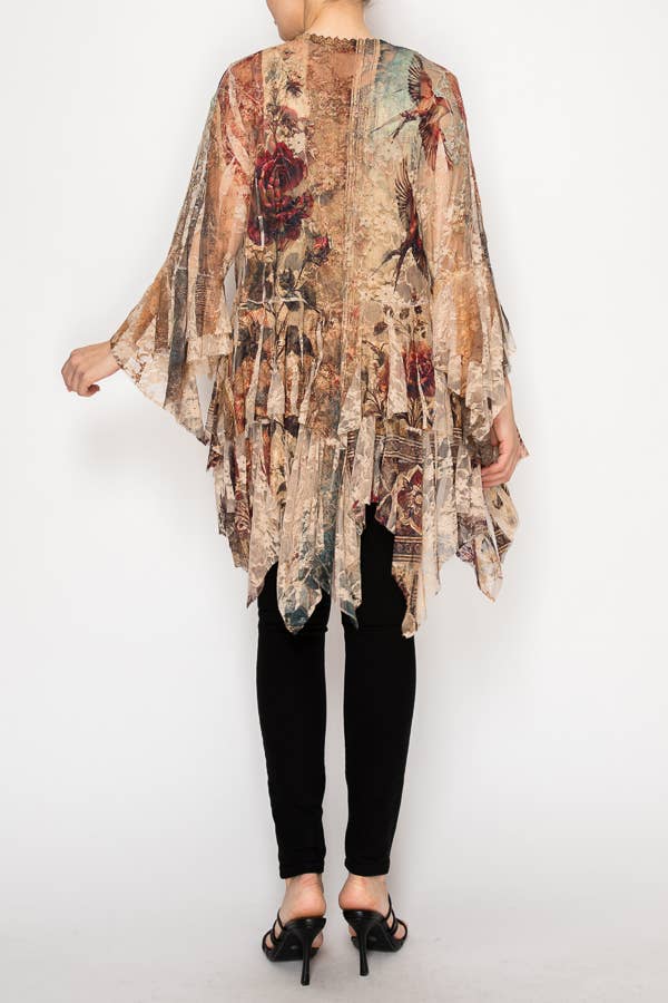 Classic All Lace Cardigan with Tiered Layers - 4618TP VINT BIRD for wholesale on Faire2