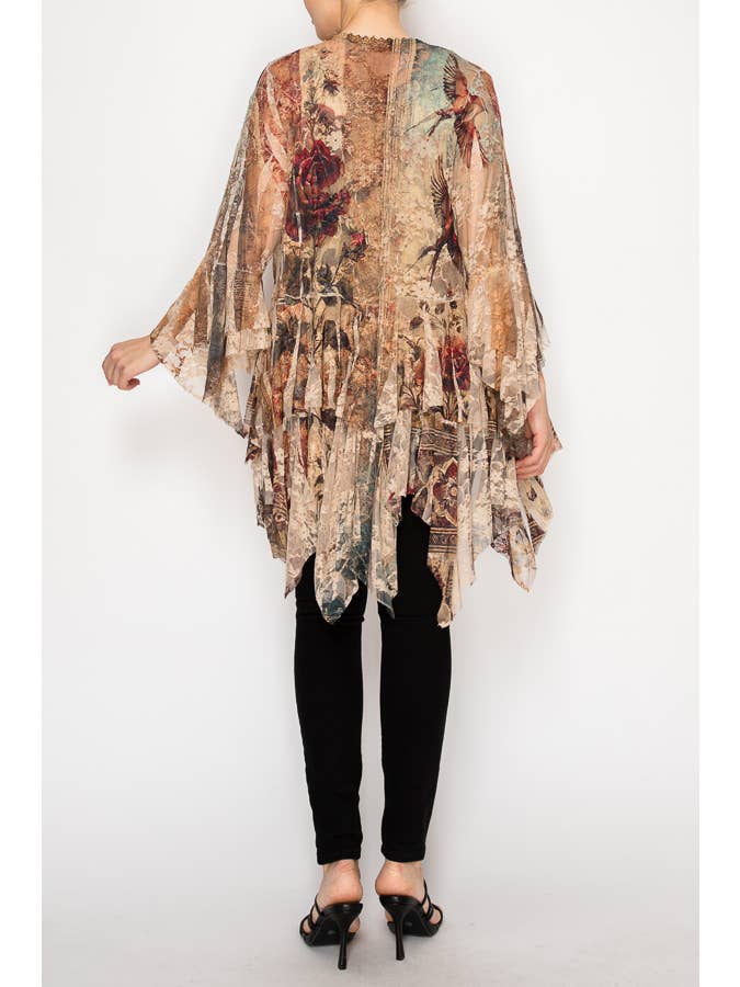 Classic All Lace Cardigan with Tiered Layers - 4618TP VINT BIRD for wholesale on Faire2