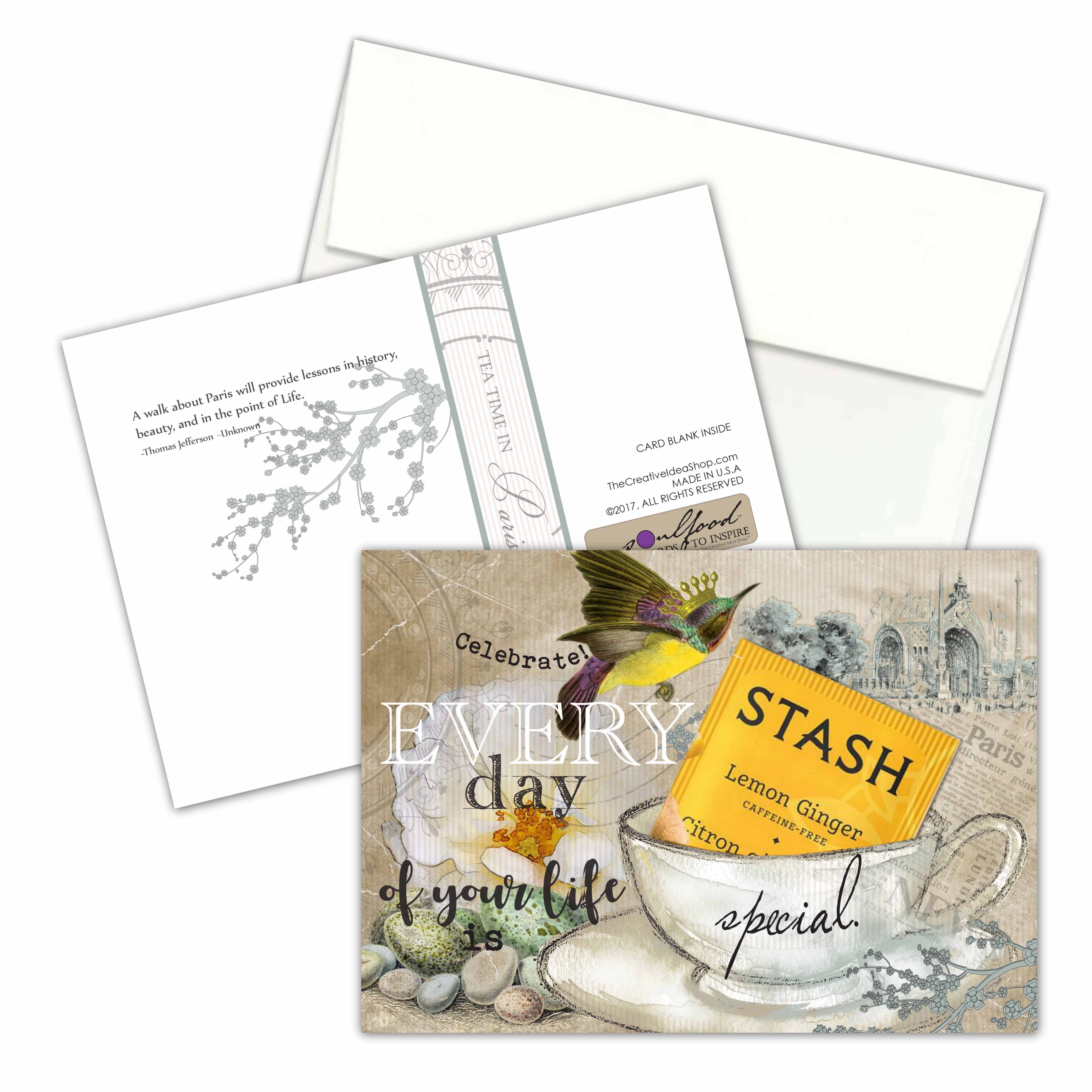 The Creative Idea Shop - Wholesale Everyday Greeting Card - TEA GREETING CARD COLLECTION with REAL TEA BAGS - Paris6