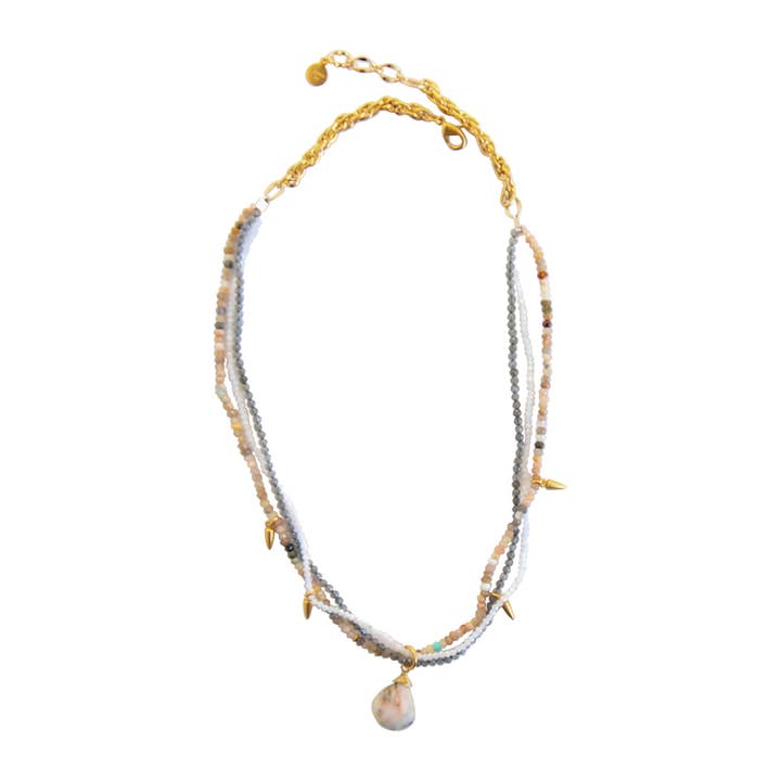 Collana Spices a triplo filo in labradorite con Larimar per la vendita all'ingrosso da parte di Catherine Page Jewelry