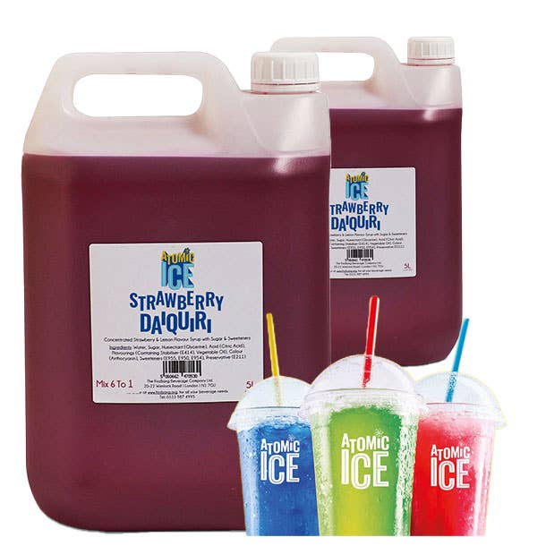 Slush Syrup 2x5L – Atomic Ice Strawberry Daiquiri Syrup for wholesale by Beverage Genius