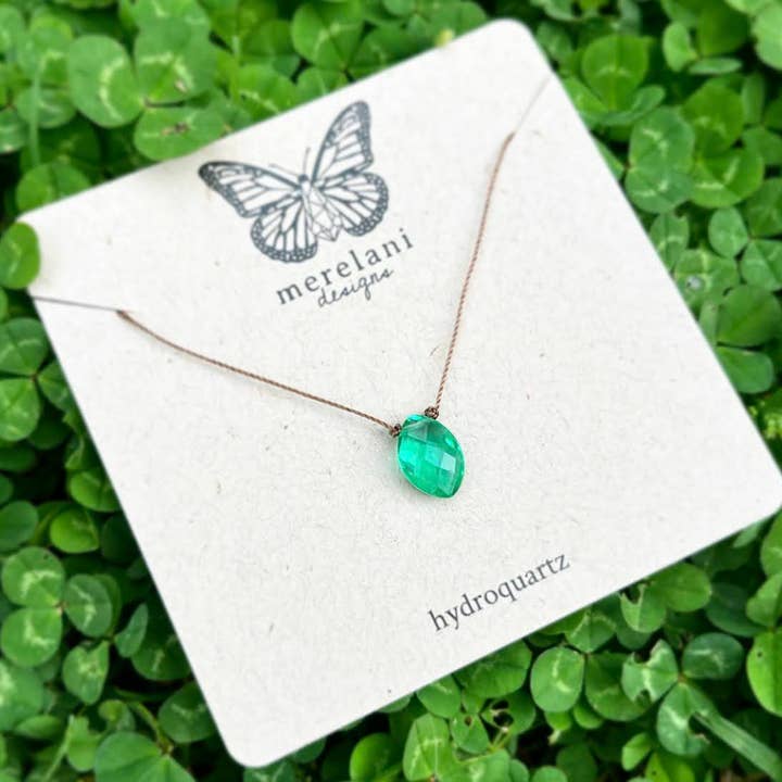 Green Hydroquartz Faceted Marquise Drop Cord Necklace for wholesale by Merelani Designs
