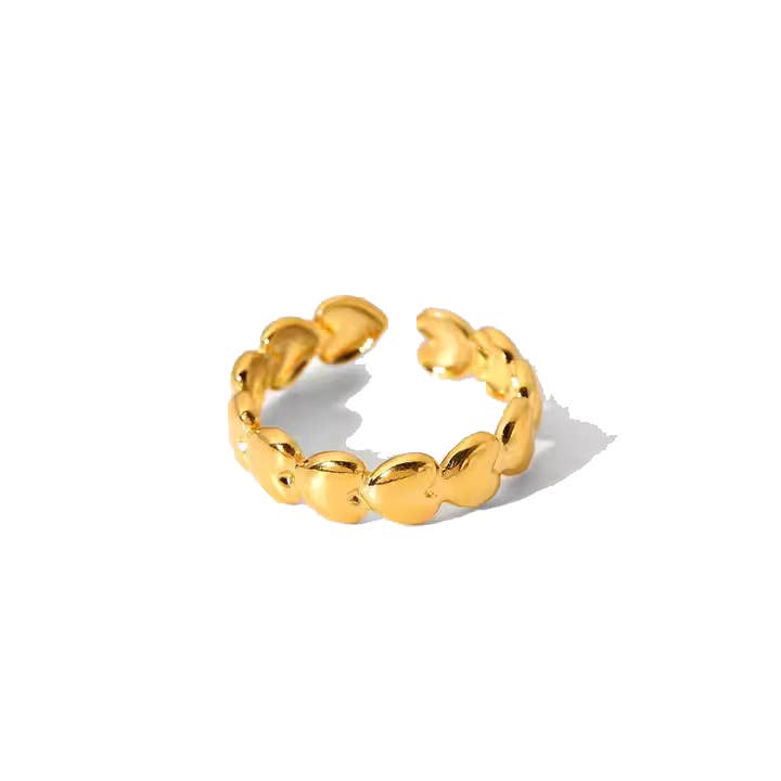 LOUIZ – Großhandel Einzelstein-/Solitär-Ring – Goldener Ring mit Herzchen Endless Love