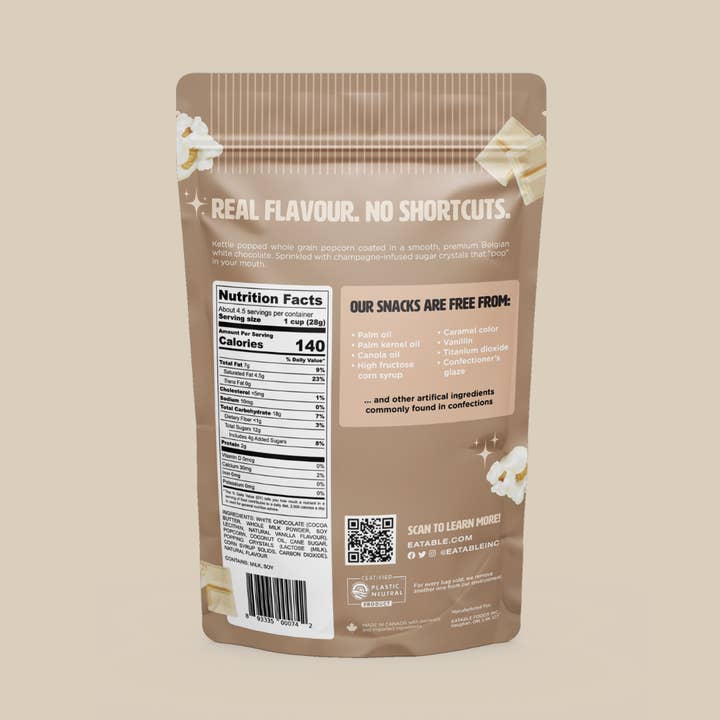 EATABLE Popcorn - Wholesale Popcorn - Pop the Champagne - Gourmet White Chocolate Popcorn